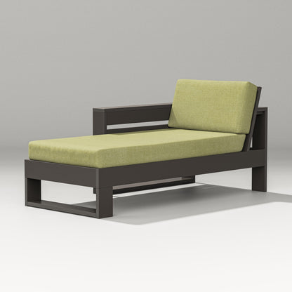 PW Designer Series Latitude Modular Left Arm Chaise in Vintage Coffee / Chartreuse Boucle