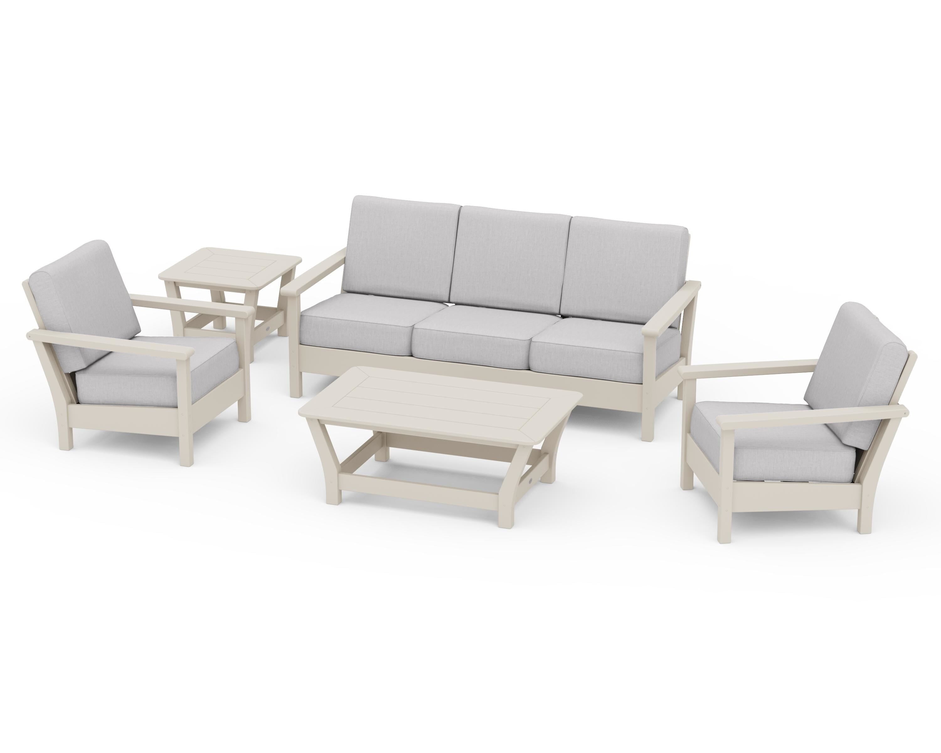 POLYWOOD® Harbour 5-Piece Deep Seating Set in Sand / Granite