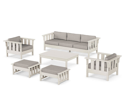 Martha Stewart by POLYWOOD® Acadia 6-Piece Lounge Sofa Set in Sand / Weathered Tweed