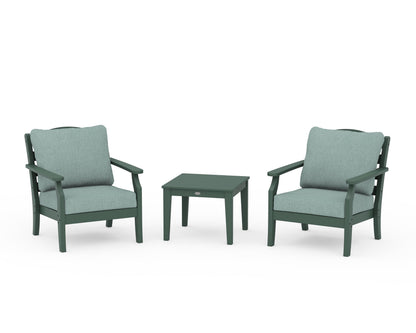 Draper James™ by  POLYWOOD® Savannah 3-Piece Deep Seating Set in Green / Glacier Spa