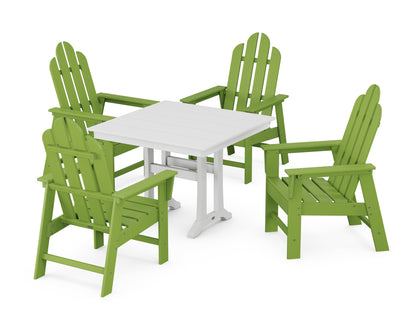 POLYWOOD® Long Island 5-Piece Farmhouse Dining Set With Trestle Legs in Lime / White
