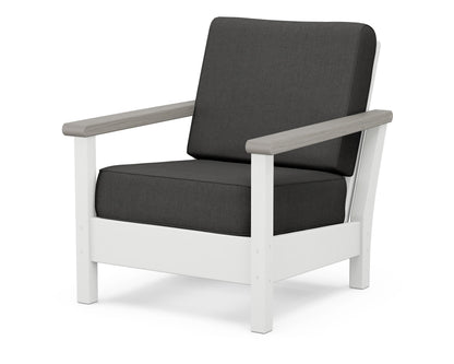 POLYWOOD® Harbour Deep Seating Chair in White / Driftwood / Spectrum Carbon