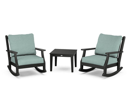 Country Living Wovendale 3-Piece Deep Seating Rocker Set in Black / Glacier Spa