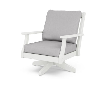 Country Living Wovendale Deep Seating Swivel Chair in White / Granite
