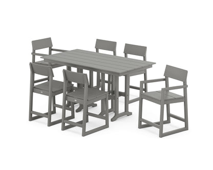 POLYWOOD® EDGE 7-Piece Farmhouse Counter Set in Slate Grey
