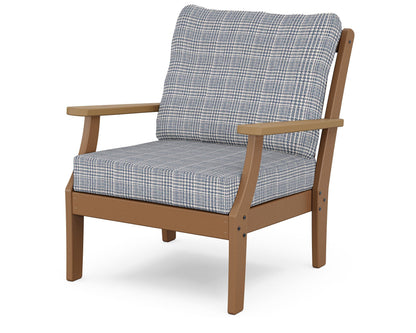 POLYWOOD® Braxton Deep Seating Chair in Teak / Natural / Houndstooth Sky Blue