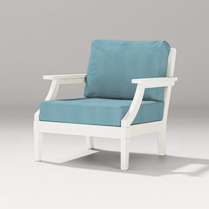 PW Designer Series Estate Lounge Chair in Vintage White / Lattice Sky Blue