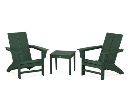 Country Living Cottage Modern Adirondack Chair 3-Piece Set in Green