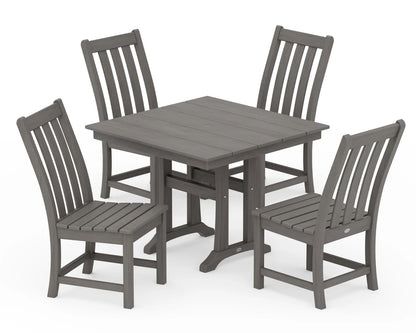 Vineyard 5-Piece Farmhouse Trestle Side Chair Dining Set