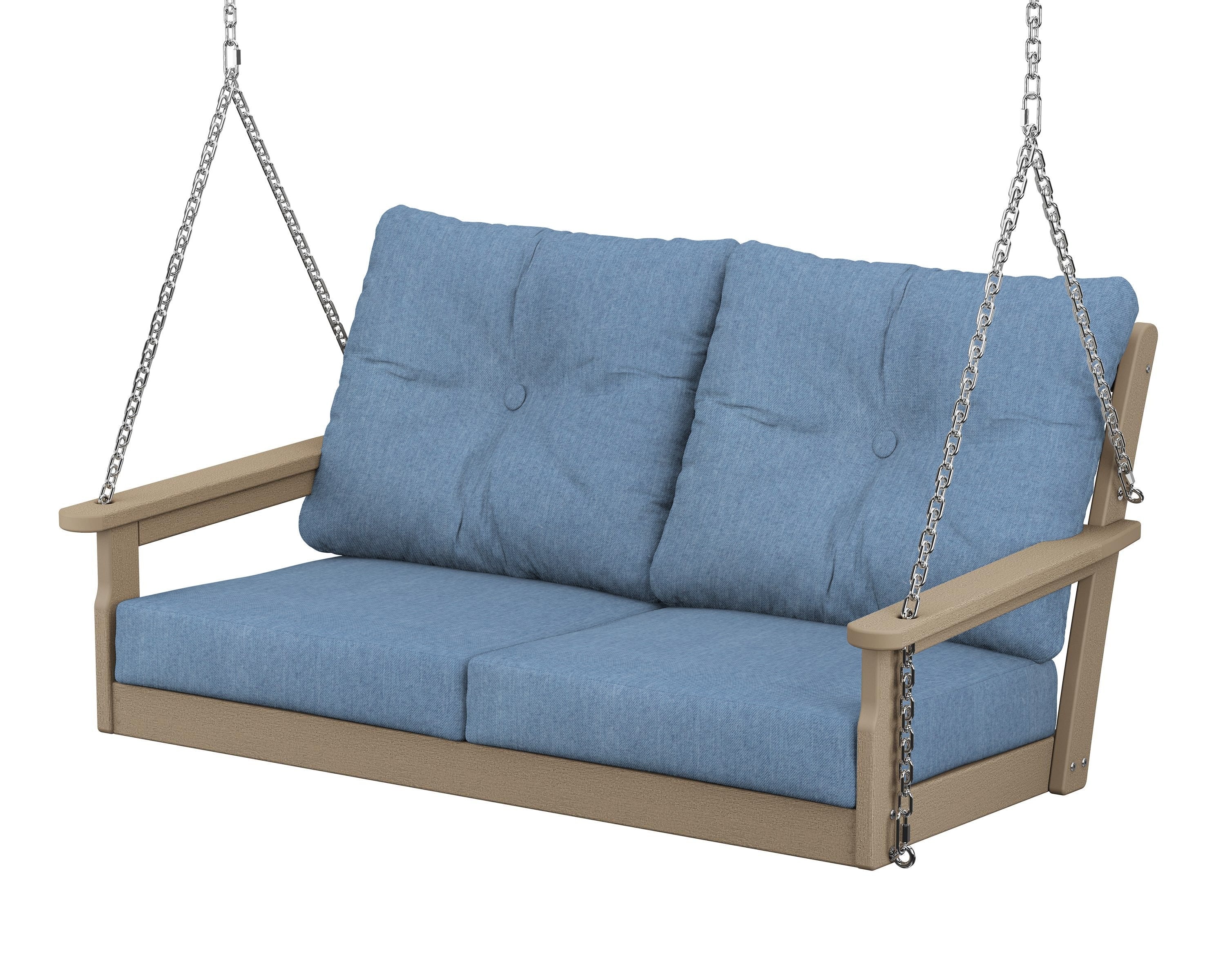 POLYWOOD® Vineyard Deep Seating Swing in Vintage Sahara / Sky Blue