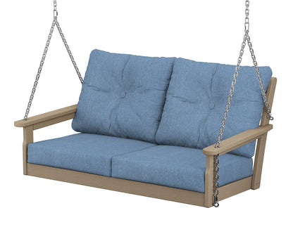 POLYWOOD® Vineyard Deep Seating Swing in Vintage Sahara / Sky Blue
