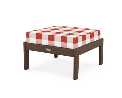 Country Living Cottage Deep Seating Ottoman in Mahogany / Buffalo Plaid Crimson