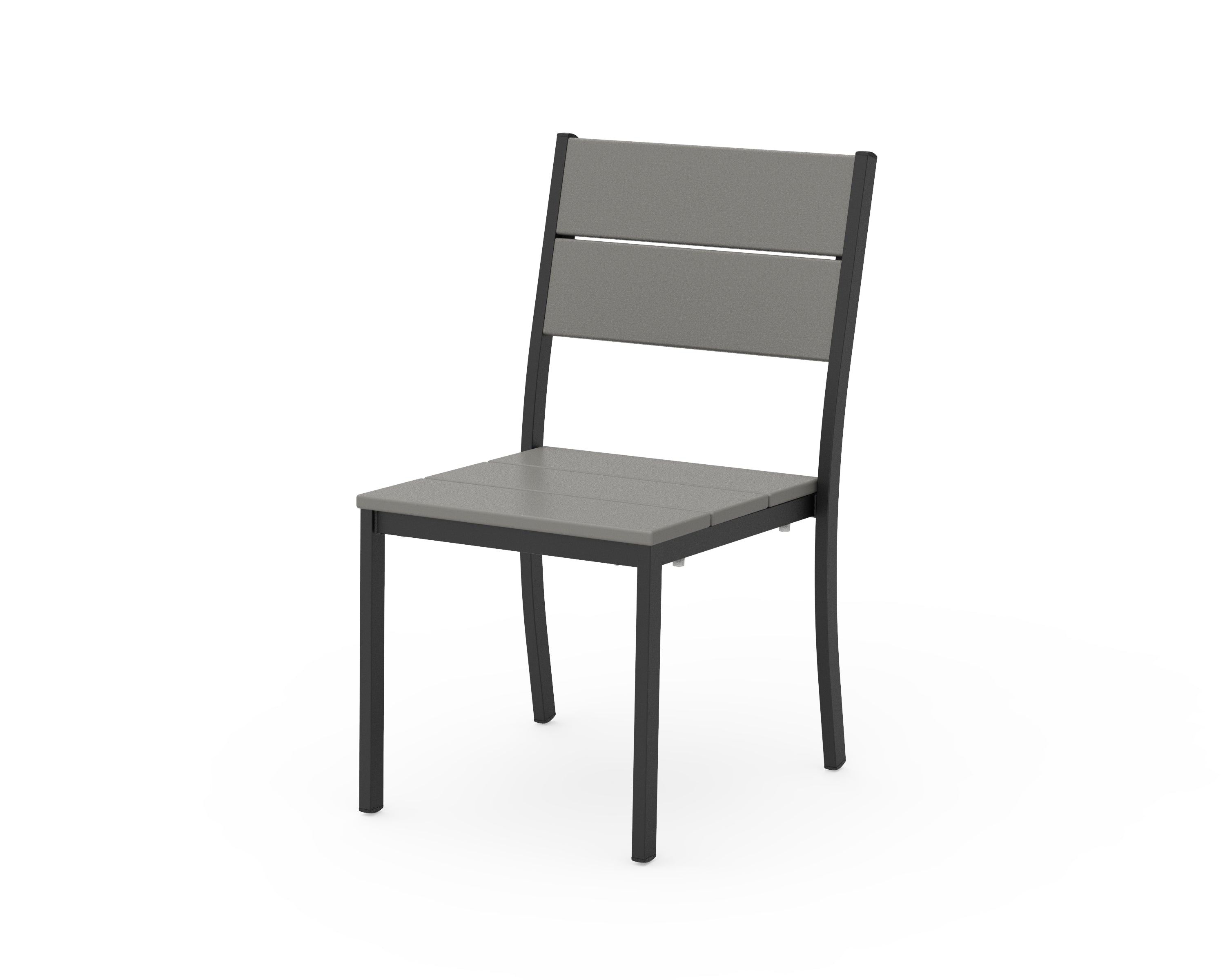 POLYWOOD® Main Street Stacking Dining Side Chair in Black / Slate Grey