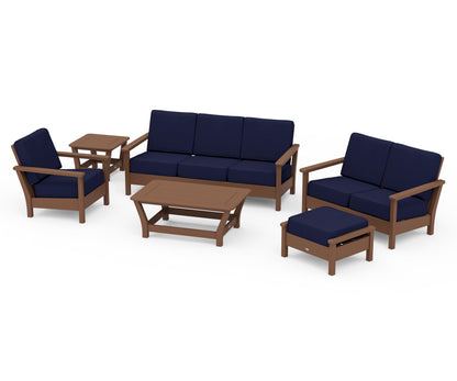 POLYWOOD® Harbour 6-Piece Outdoor Living Set in Teak / Navy