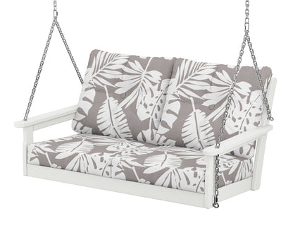 POLYWOOD® Vineyard Deep Seating Swing in Vintage White / Leaf Grey Mist
