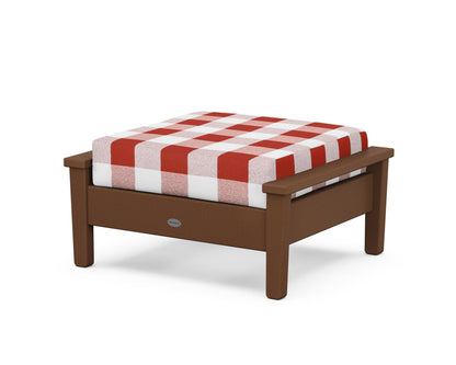POLYWOOD® Prescott Deep Seating Ottoman in Teak / Buffalo Plaid Crimson