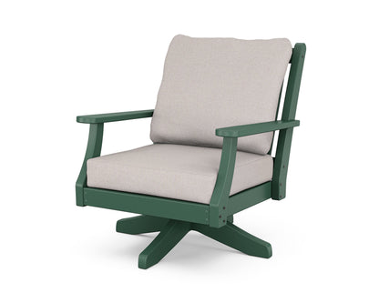 Country Living Wovendale Deep Seating Swivel Chair in Green / Dune Burlap