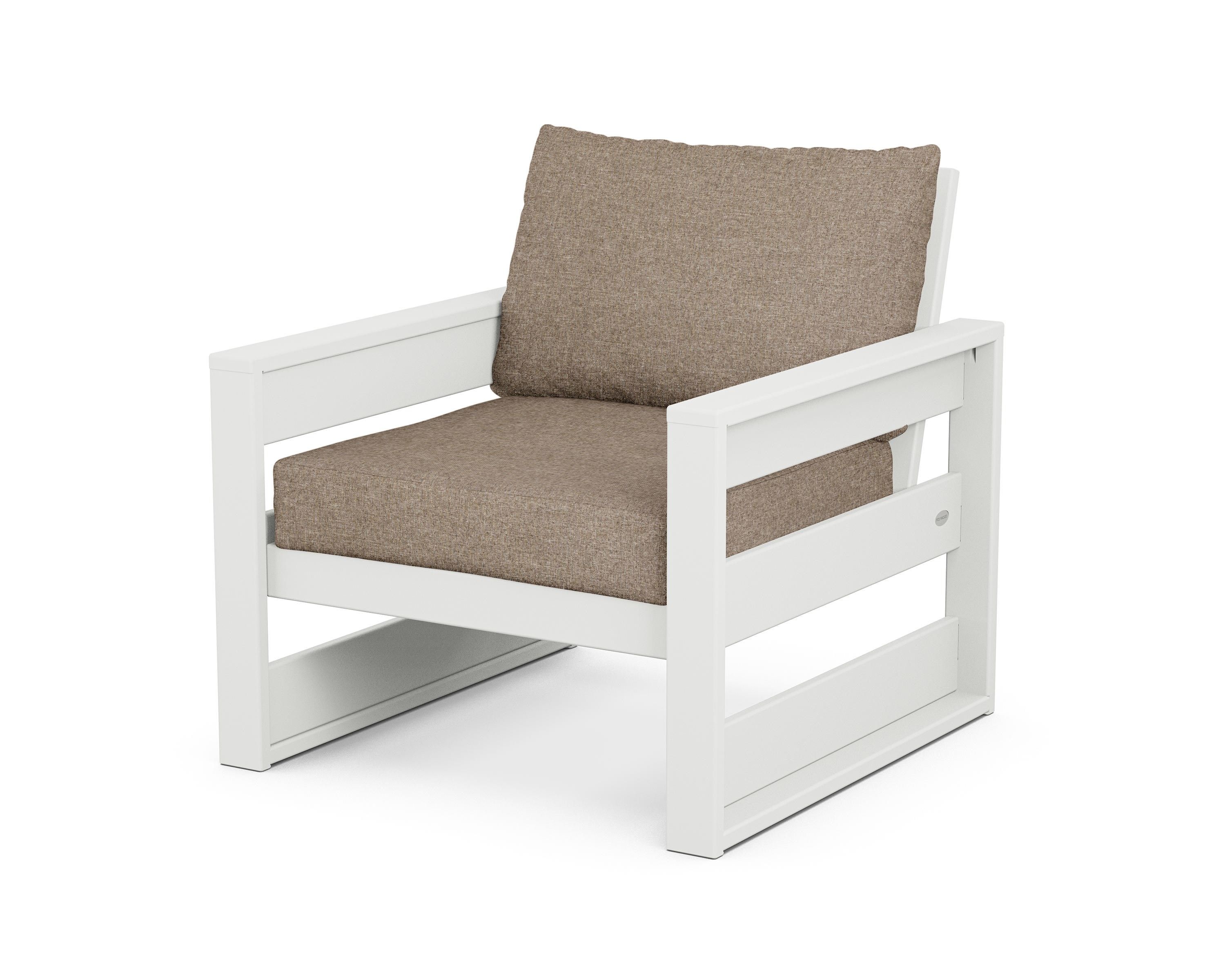 POLYWOOD® Westport Club Chair in White / Spiced Burlap