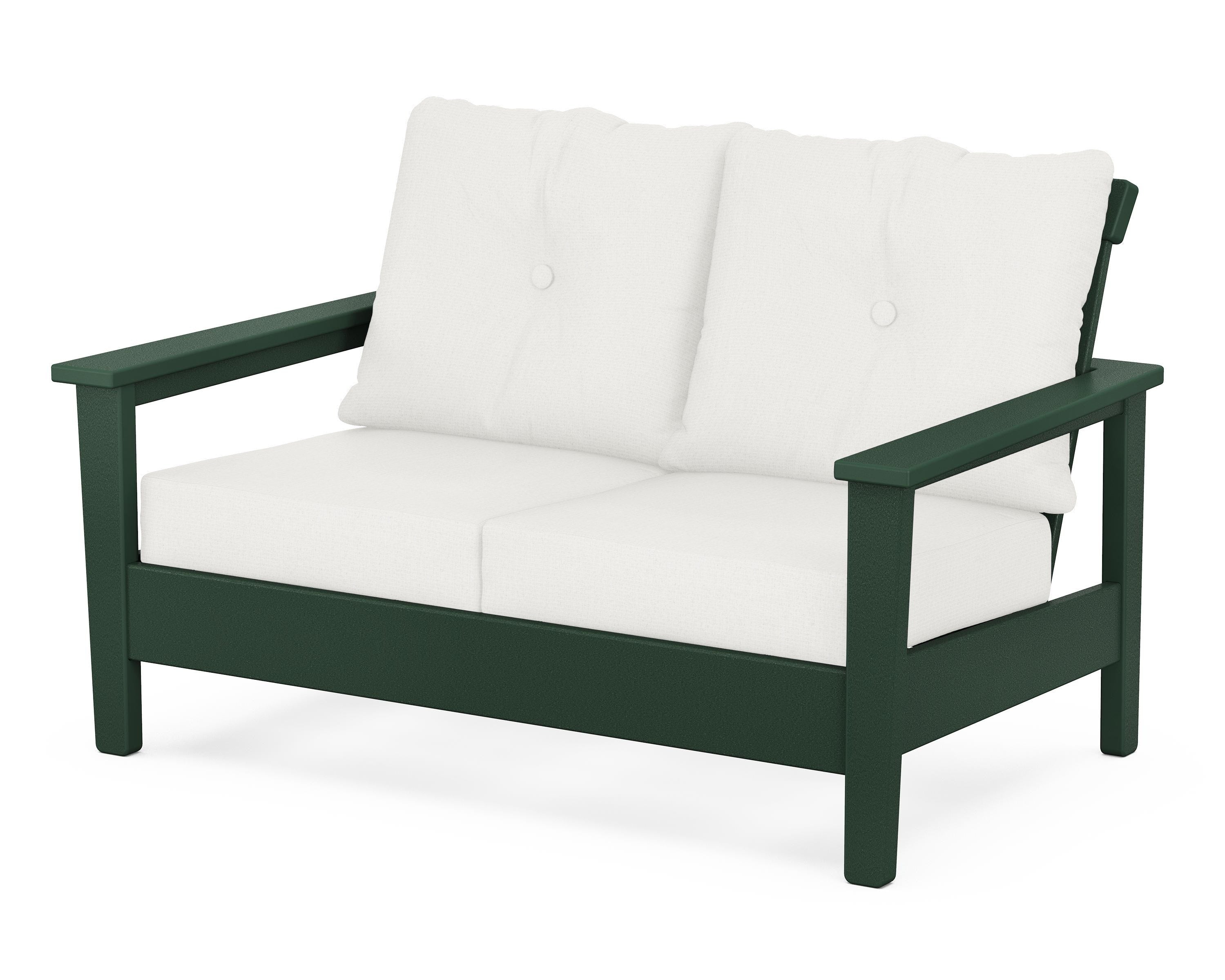 POLYWOOD® Prescott Deep Seating Loveseat in Green / Natural Linen