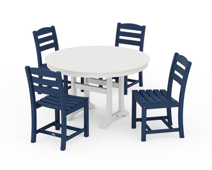 POLYWOOD® La Casa Café 5-Piece Side Chair Dining Set in Navy / White