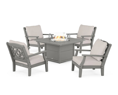 Chinoiserie 5-Piece Deep Seating Set with Fire Pit Table