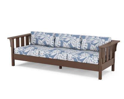 Martha Stewart by POLYWOOD® Acadia Deep Seating Sofa in Mahogany / Leaf Sky Blue