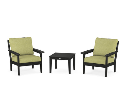 Country Living Cottage 3-Piece Deep Seating Set in Black / Chartreuse Boucle