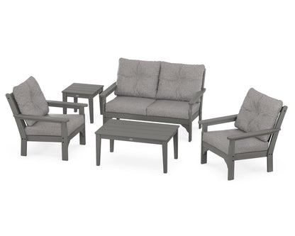 POLYWOOD® Vineyard 5-Piece Deep Seating Set in Slate Grey / Grey Mist