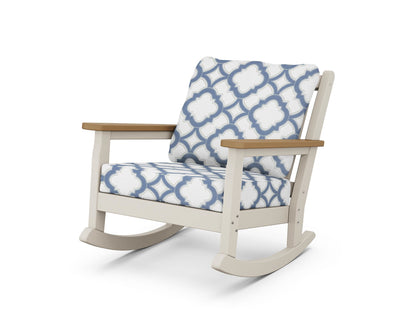 POLYWOOD® Chippendale Deep Seating Rocking Chair in Sand / Natural / Trellis Sky Blue