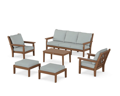 POLYWOOD® Chippendale 6-Piece Lounge Sofa Set in Teak / Spa