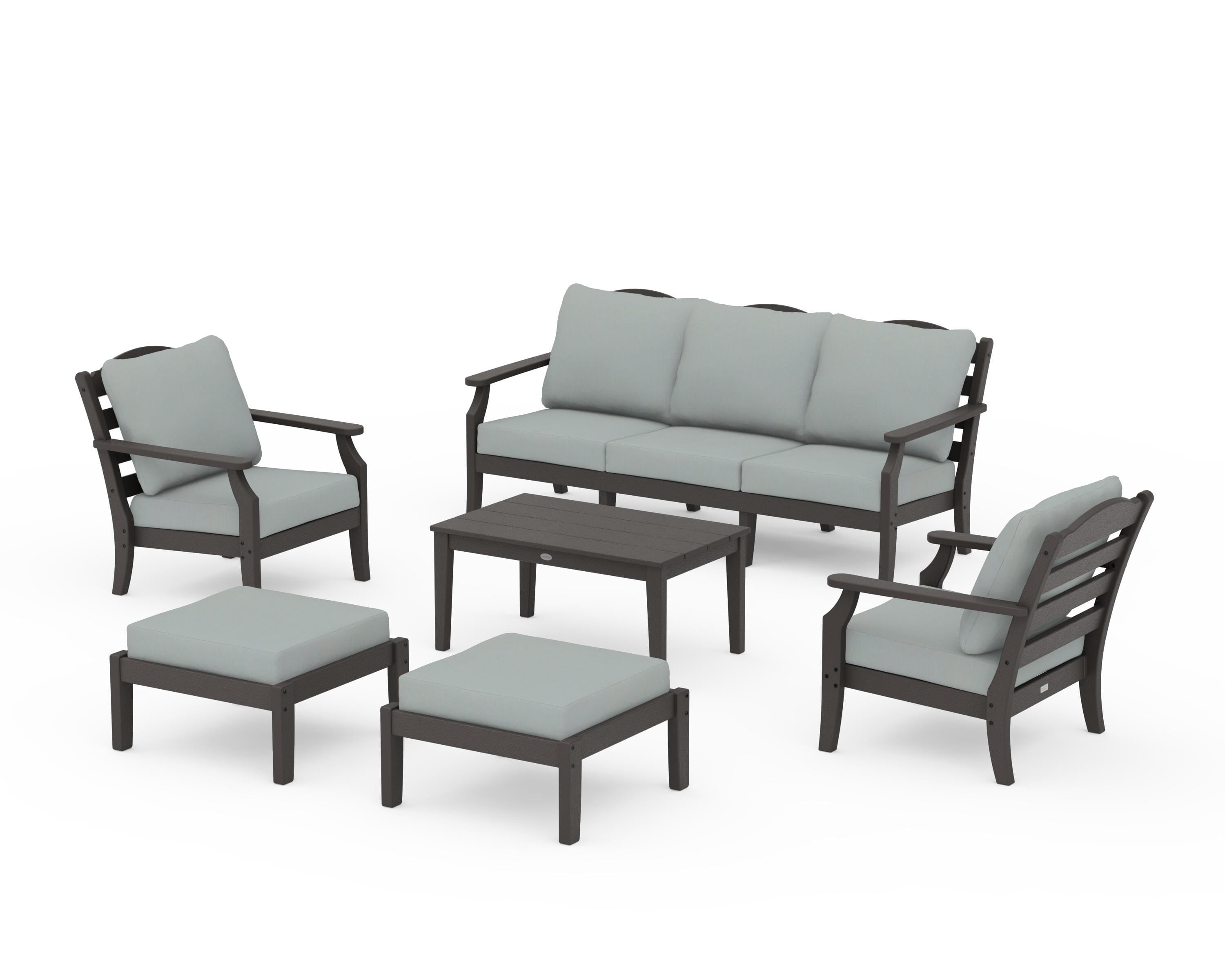 Draper James™ by  POLYWOOD® Savannah 6-Piece Lounge Sofa Set in Vintage Coffee / Spa