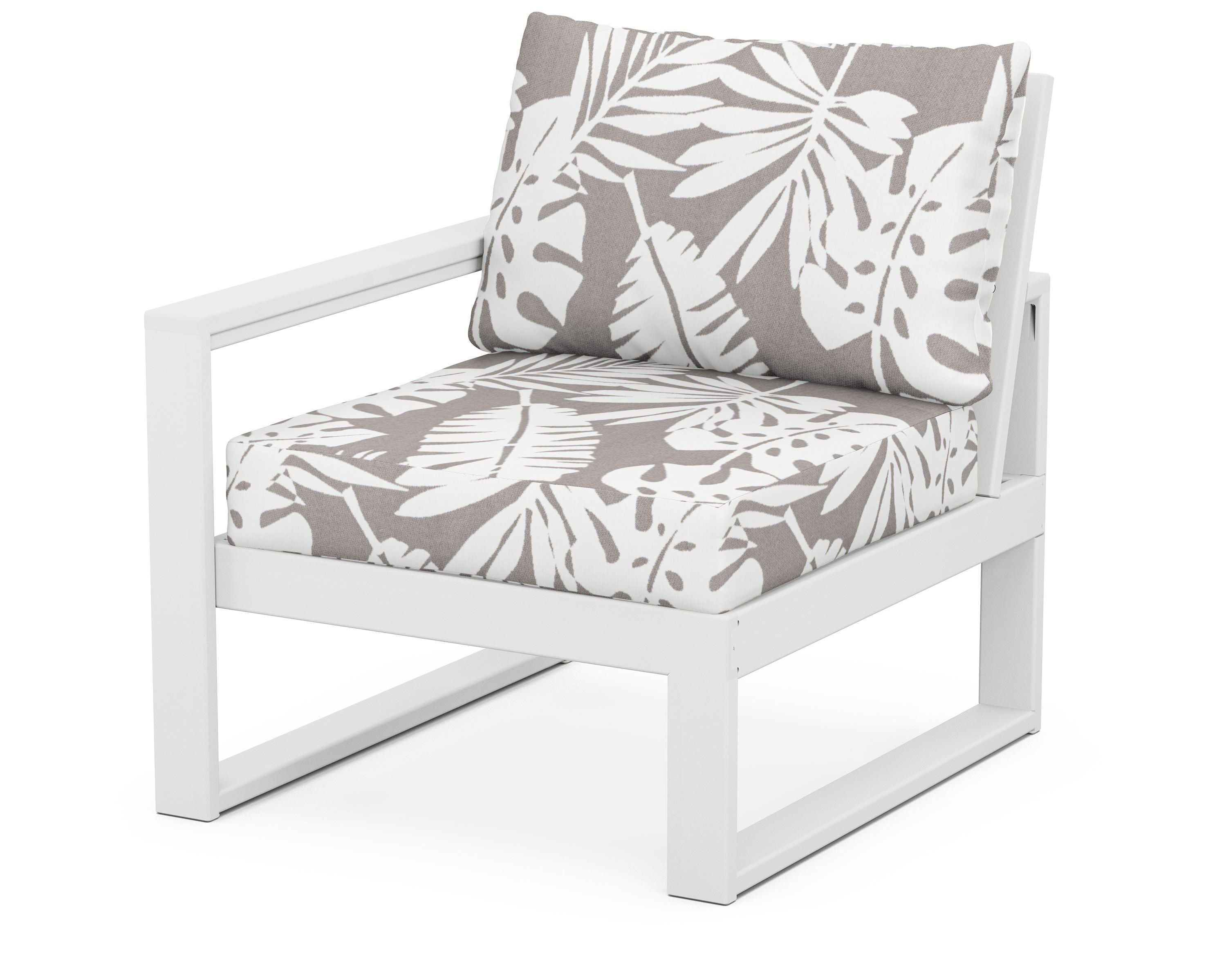 POLYWOOD® EDGE Modular Left Arm Chair in White / Leaf Grey Mist