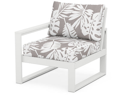 POLYWOOD® EDGE Modular Left Arm Chair in White / Leaf Grey Mist