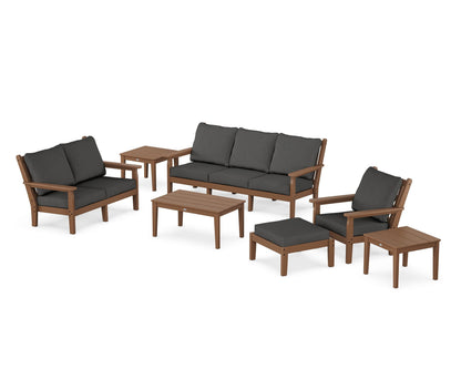 POLYWOOD® Chippendale 7-Piece Deep Seating Set in Teak / Spectrum Carbon