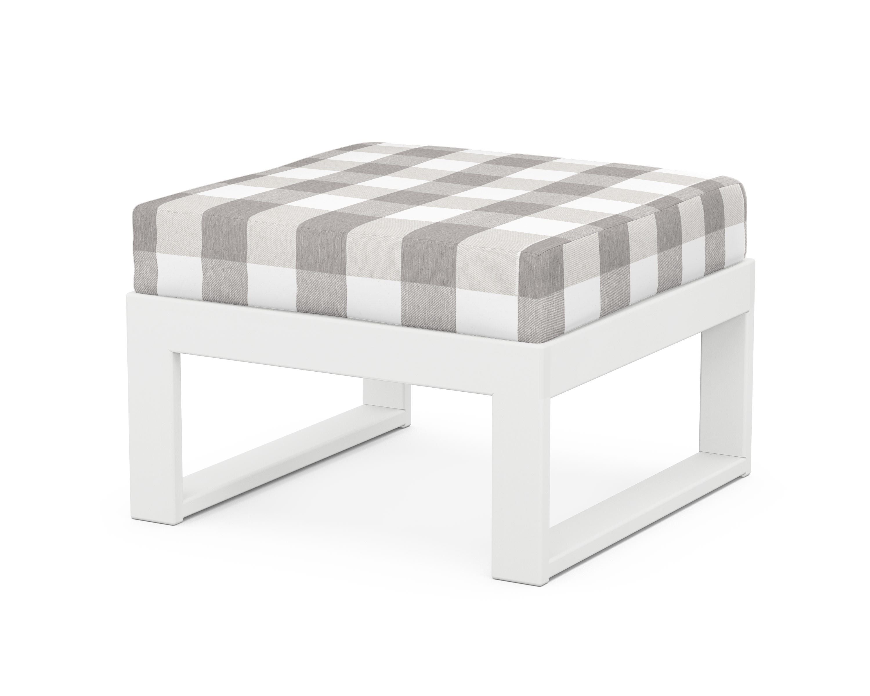 Unbranded Modular Ottoman - Modern in White / Buffalo Plaid Grey Mist