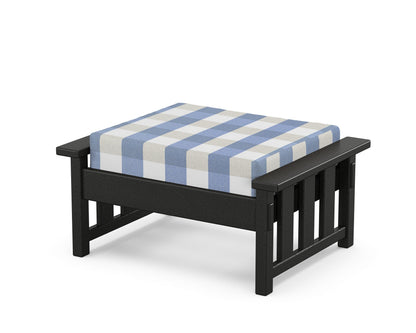 Martha Stewart by POLYWOOD® Acadia Deep Seating Ottoman in Black / Buffalo Plaid Sky Blue