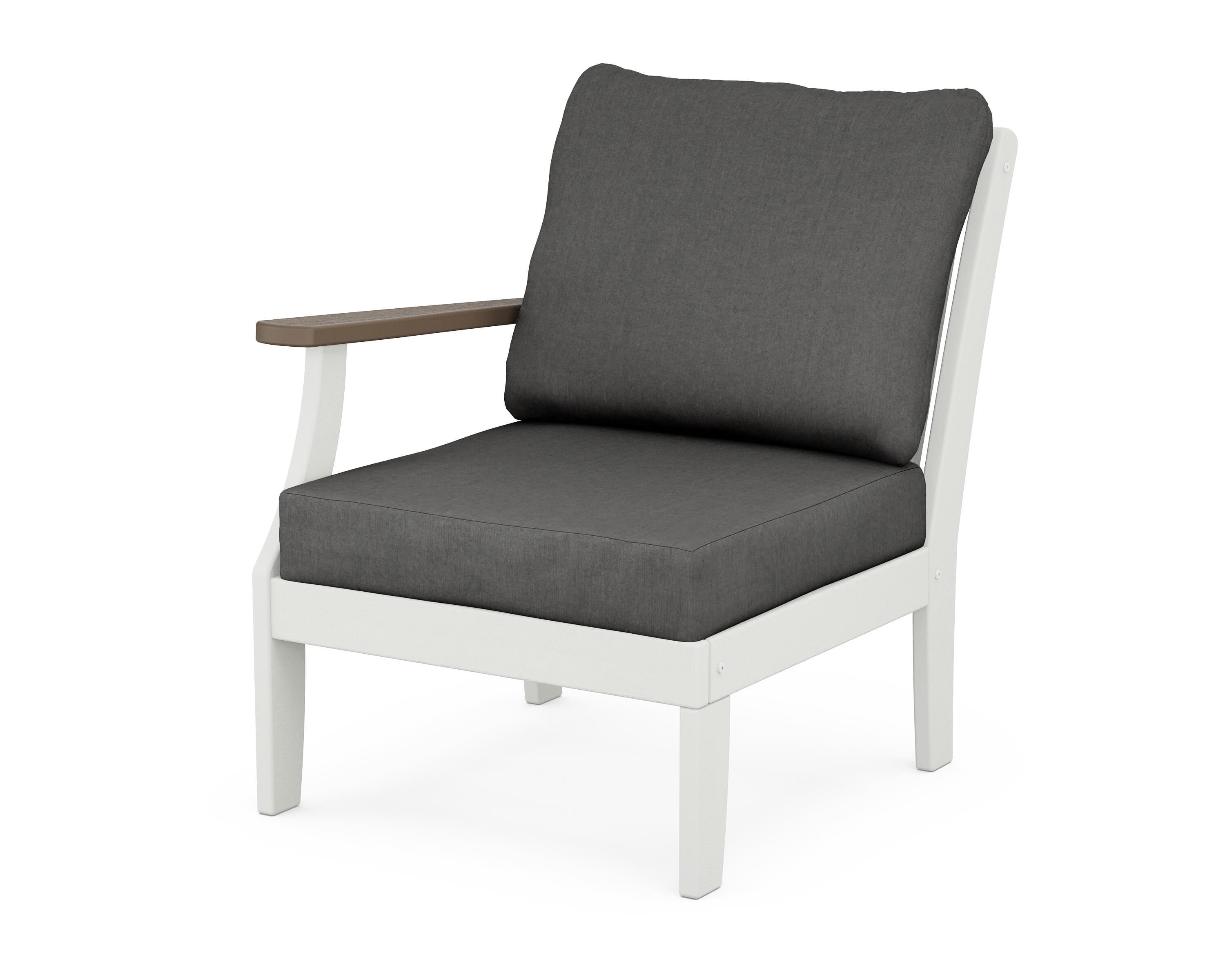 POLYWOOD® Braxton Modular Left Arm Chair in White / Kona / Spectrum Carbon