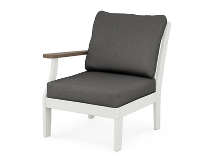 POLYWOOD® Braxton Modular Left Arm Chair in White / Kona / Spectrum Carbon