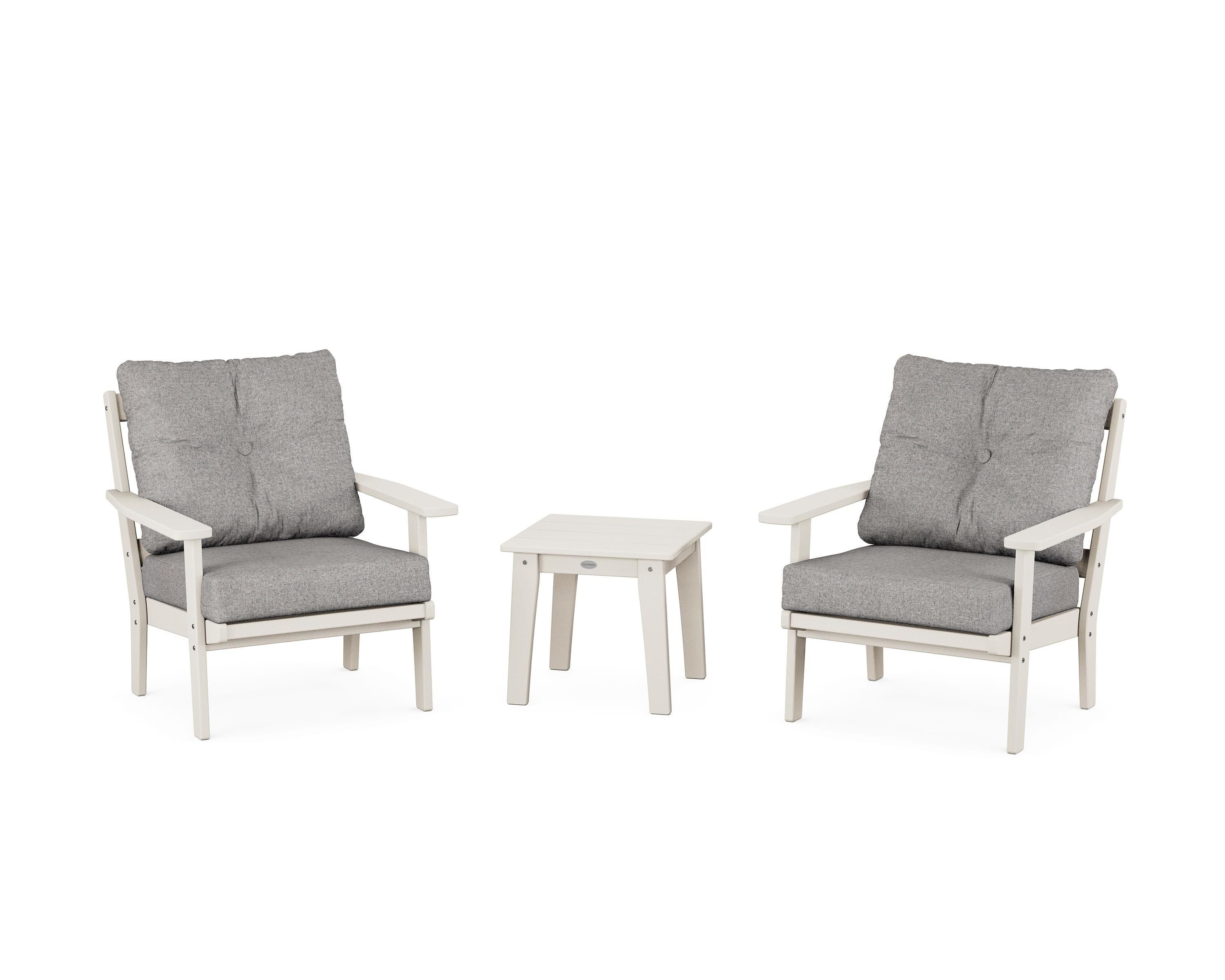 POLYWOOD® Prairie 3-Piece Deep Seating Set in Sand / Grey Mist