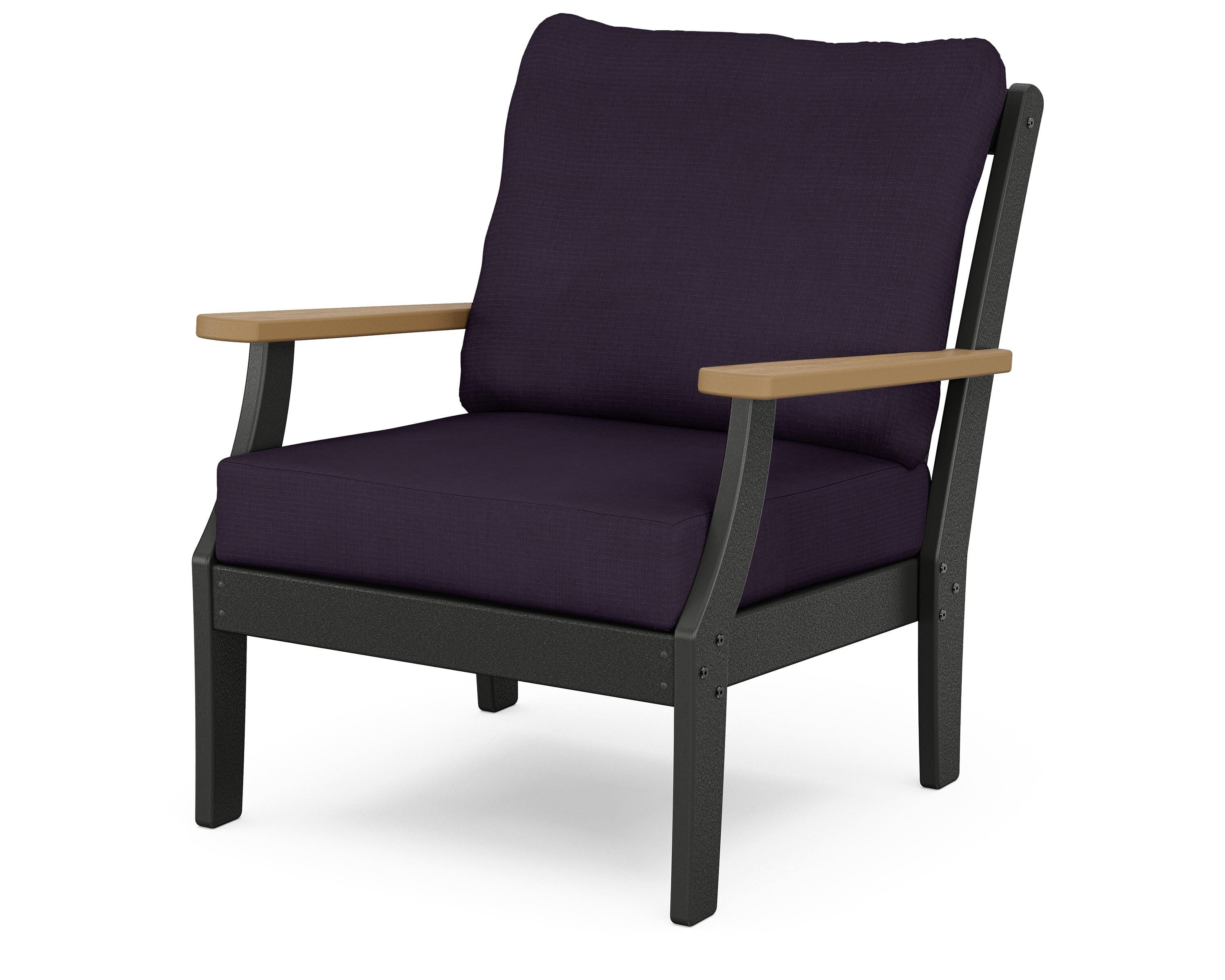 POLYWOOD® Braxton Deep Seating Chair in Black / Natural / Navy Linen