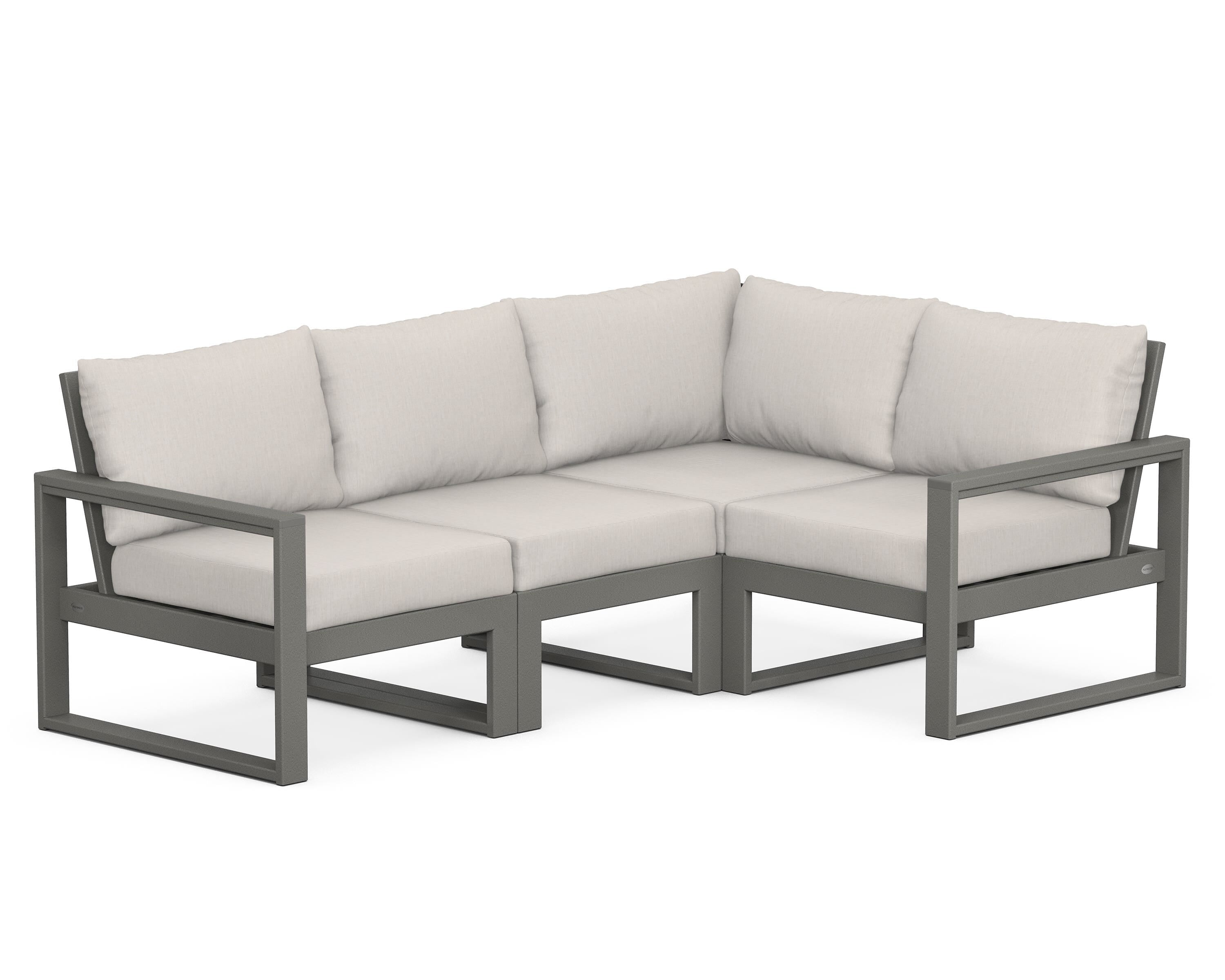 POLYWOOD® EDGE 4-Piece Modular Deep Seating Set in Slate Grey / Cast Ash