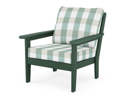 Country Living Cottage Deep Seating Chair in Green / Buffalo Plaid Glacier Spa