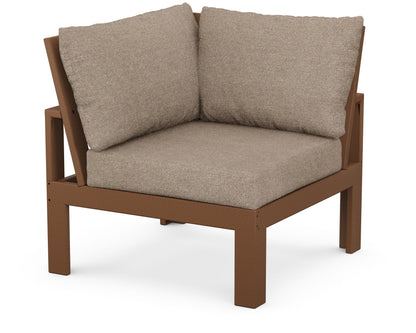 Unbranded Modular Corner Chair in Teak / Spiced Burlap