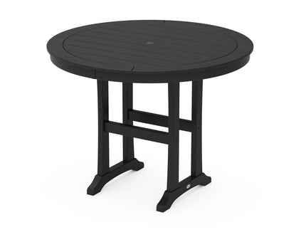 POLYWOOD® Nautical Trestle 48" Round Counter Table in Black