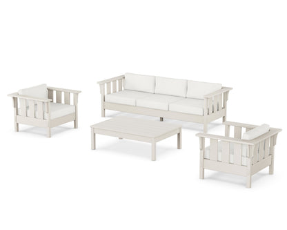 Martha Stewart by POLYWOOD® Acadia 4-Piece Deep Seating Set with Sofa in Sand / Natural Linen