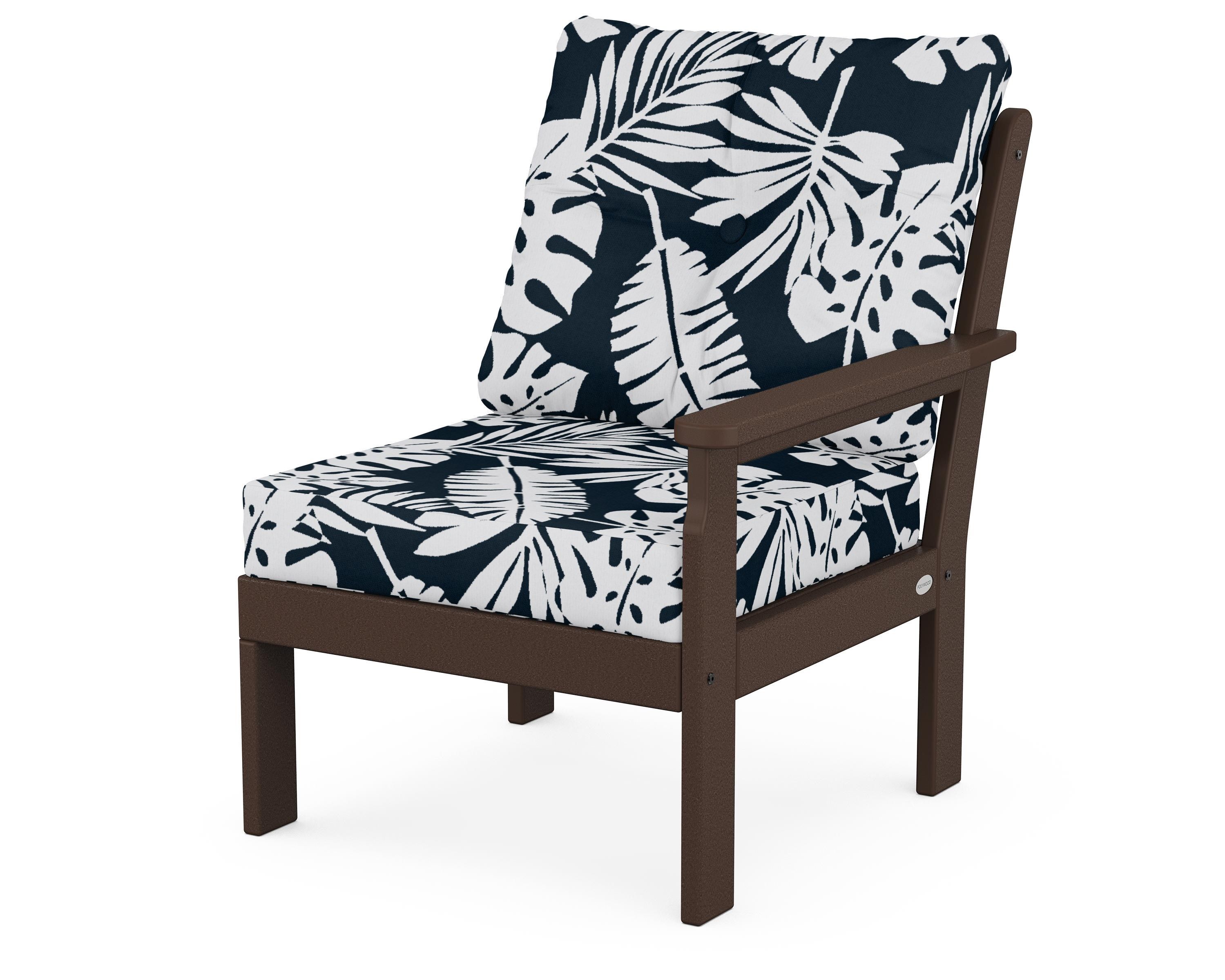 POLYWOOD® Vineyard Modular Right Arm Chair in Mahogany / Leaf Marine Indigo
