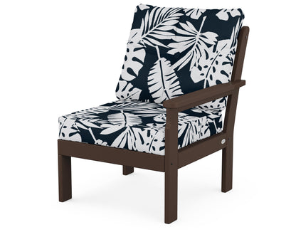 POLYWOOD® Vineyard Modular Right Arm Chair in Mahogany / Leaf Marine Indigo