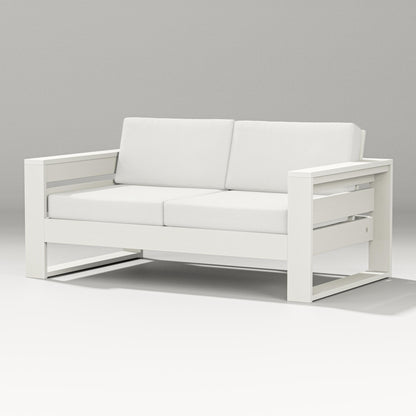 PW Designer Series Latitude Loveseat in Vintage White / Natural Linen