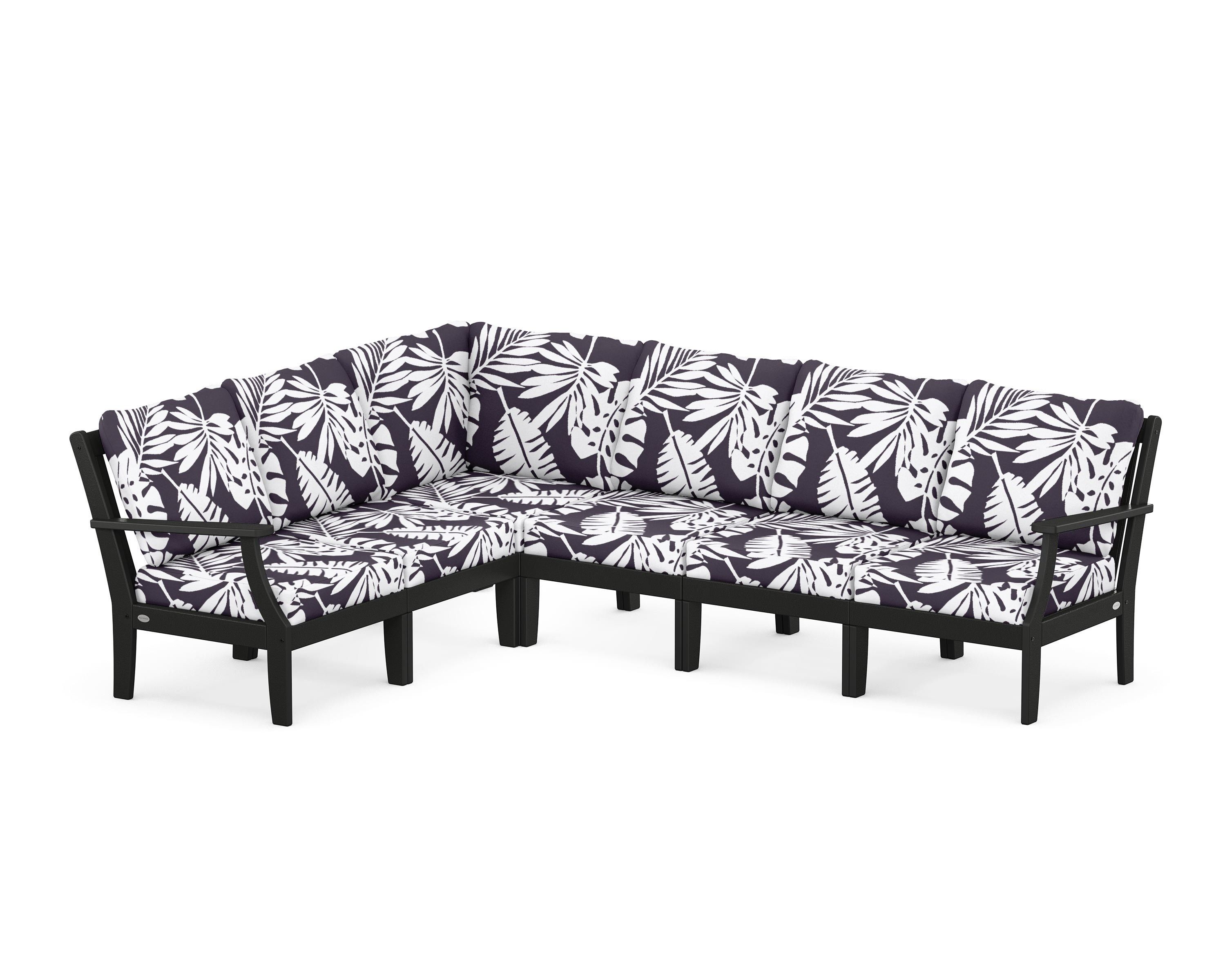 POLYWOOD® Braxton Modular 6-Piece Deep Seating Set in Black / Leaf Navy
