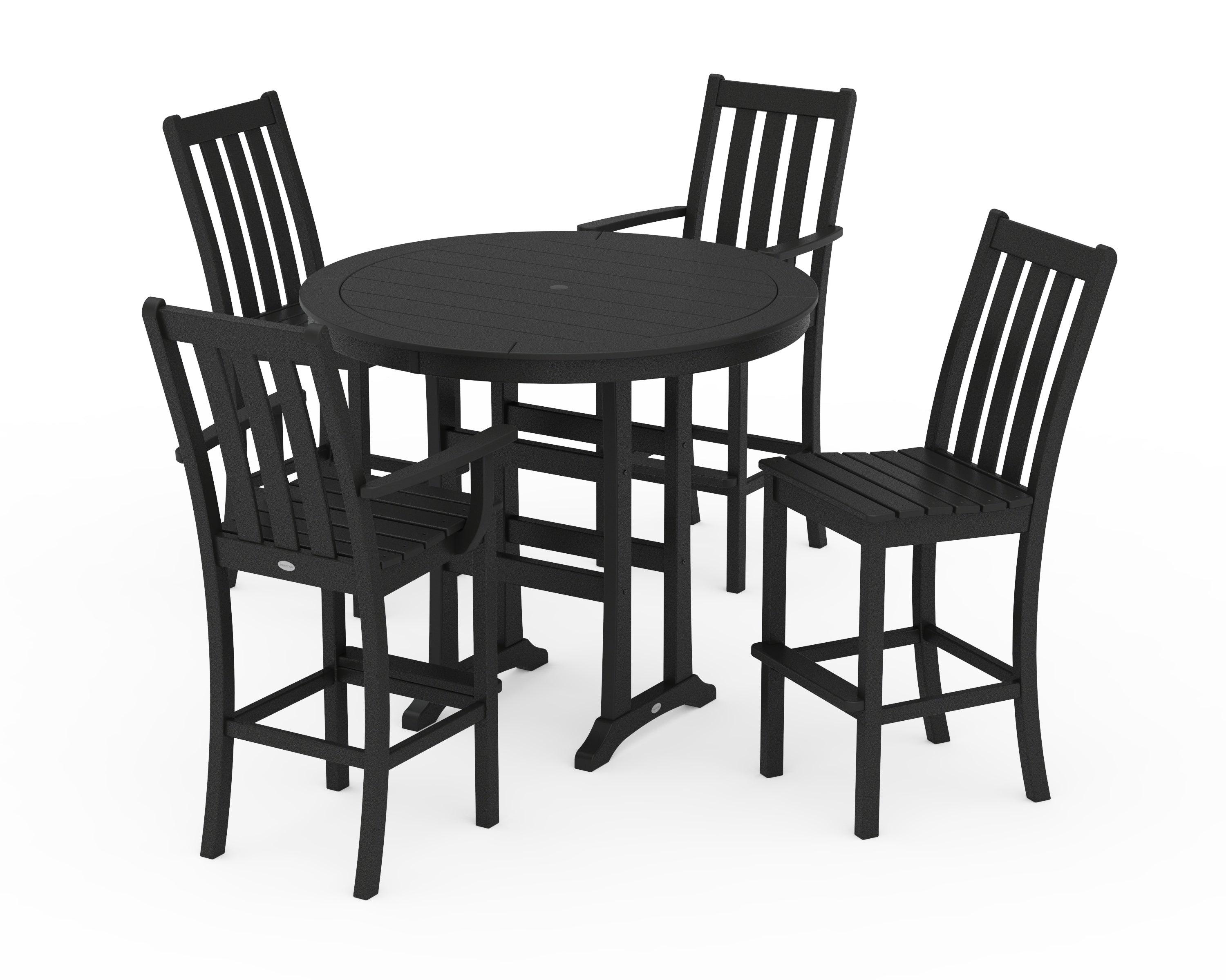 POLYWOOD® Vineyard 5-Piece Nautical Trestle Bar Set in Black